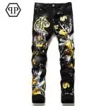 jeans slim philipp plein pour homme paris jean iconic coupe droite impression noir